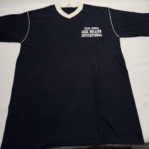 Vintage Blue Jersey Style Single Stitch Chicago Saloon Bar Tee Shirt Size XL